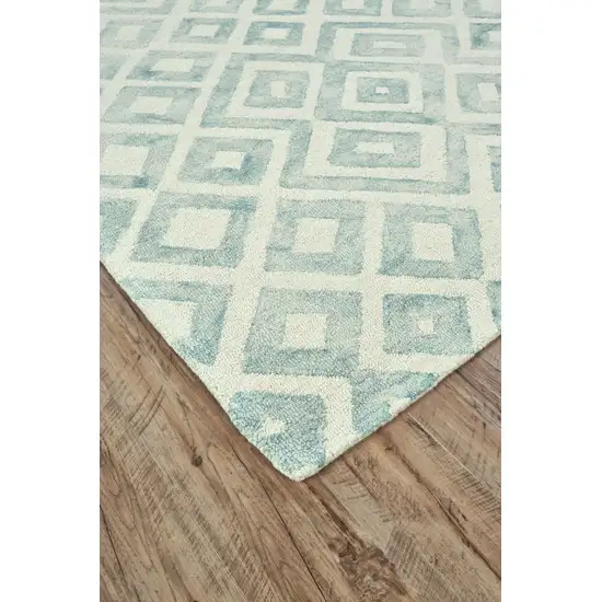 Green And Ivory Wool Geometric Hand Tufted Area Rug Photo 3