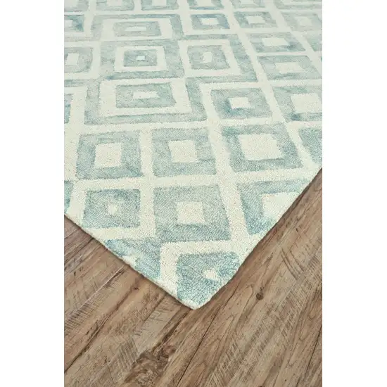 Green And Ivory Wool Geometric Hand Tufted Area Rug Photo 1