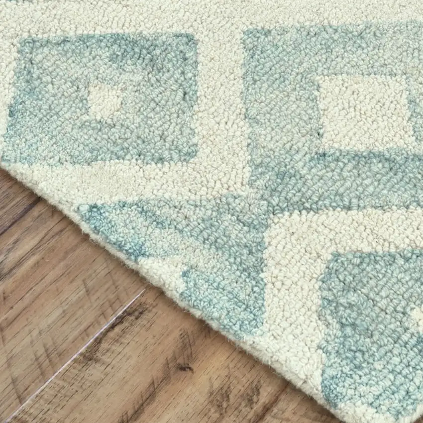 Green And Ivory Wool Geometric Hand Tufted Area Rug Photo 2