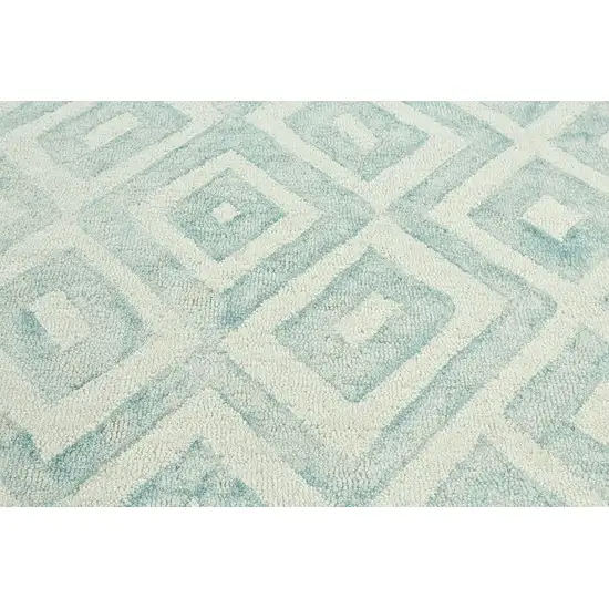 Green And Ivory Wool Geometric Hand Tufted Area Rug Photo 5