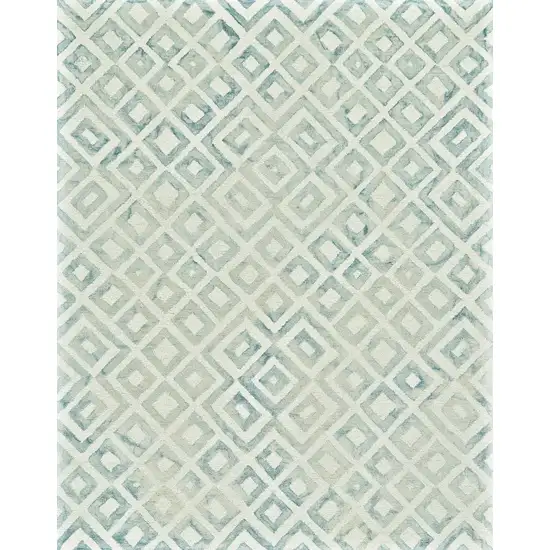 Green And Ivory Wool Geometric Hand Tufted Area Rug Photo 6