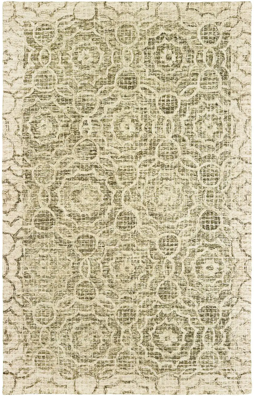 Green And Ivory Wool Geometric Hand Tufted Area Rug Photo 2