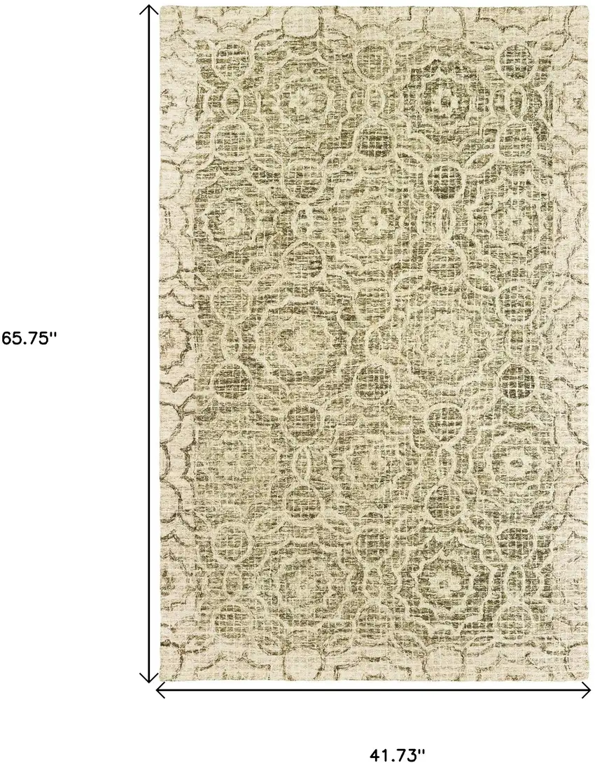 Green And Ivory Wool Geometric Hand Tufted Area Rug Photo 7