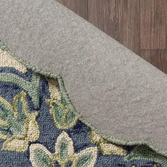 Green And Ivory Wool Medallion Hand Tufted Half Circle Rug Photo 8