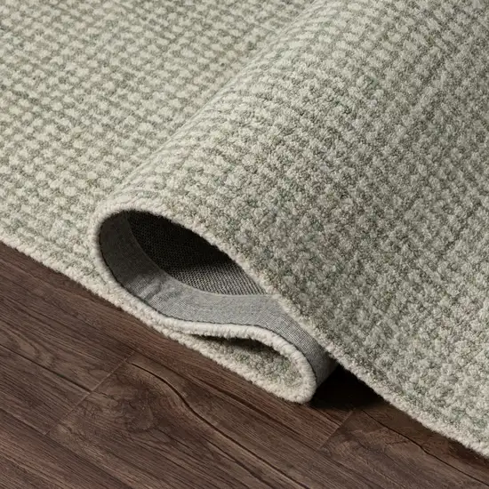 Green And Ivory Wool Polka Dot Hand Tufted Square Rug Photo 7