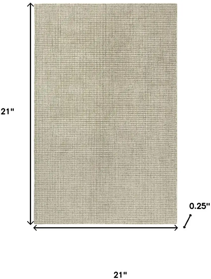 Green And Ivory Wool Polka Dot Hand Tufted Square Rug Photo 3