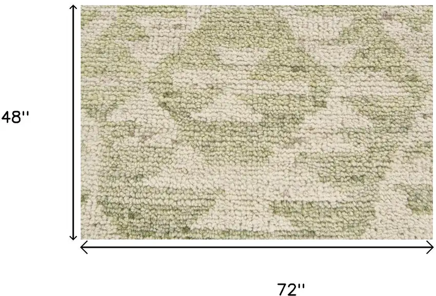 Green And Ivory Wool Southwestern Hand Knotted Area Rug Photo 4