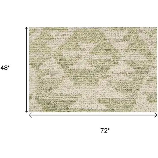 Green And Ivory Wool Southwestern Hand Knotted Area Rug Photo 4