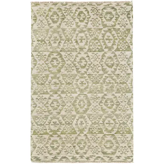 Green And Ivory Wool Southwestern Hand Knotted Area Rug Photo 3