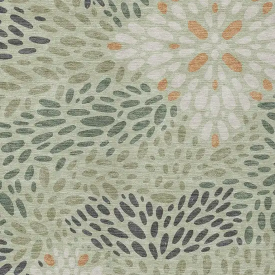 Green And Khaki Abstract Washable Indoor Outdoor Area Rug Photo 2
