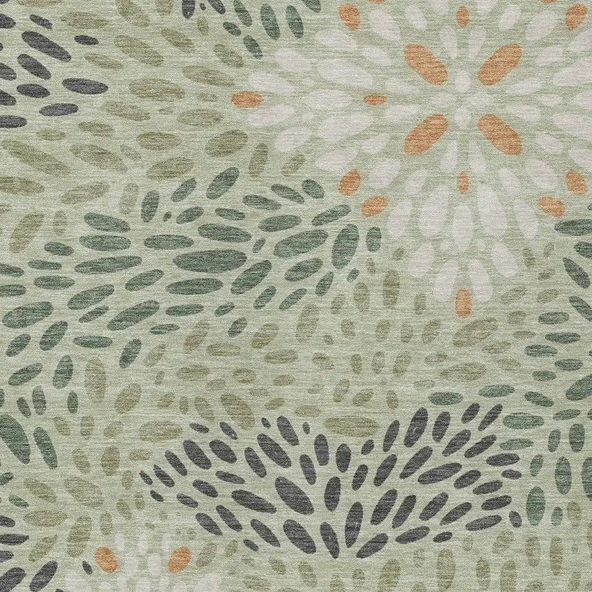 Green And Khaki Abstract Washable Indoor Outdoor Area Rug Photo 2