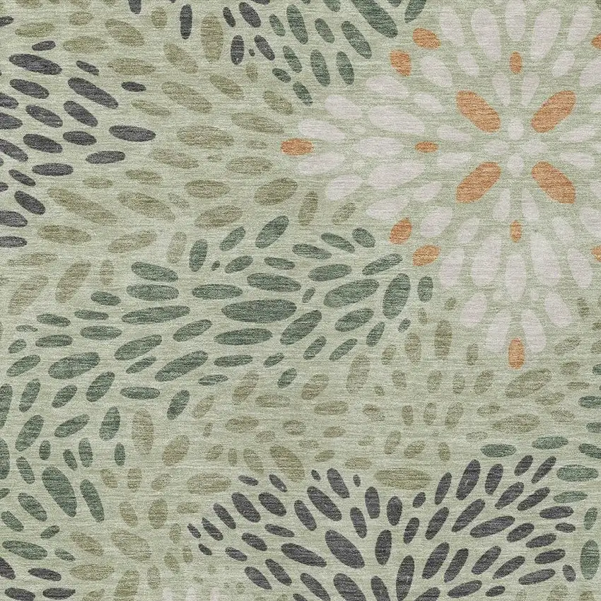 Green And Khaki Abstract Washable Indoor Outdoor Area Rug Photo 2