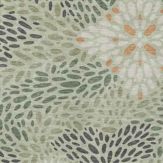Green And Khaki Abstract Washable Indoor Outdoor Area Rug Photo 2