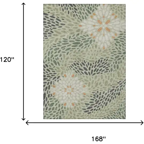 Green And Khaki Abstract Washable Indoor Outdoor Area Rug Photo 6