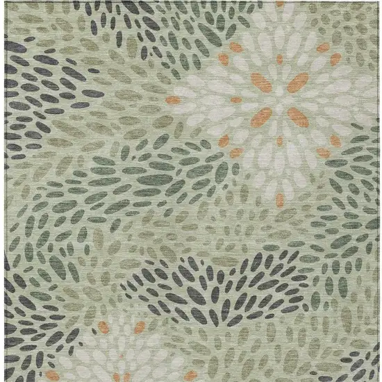Green And Khaki Abstract Washable Indoor Outdoor Area Rug Photo 3