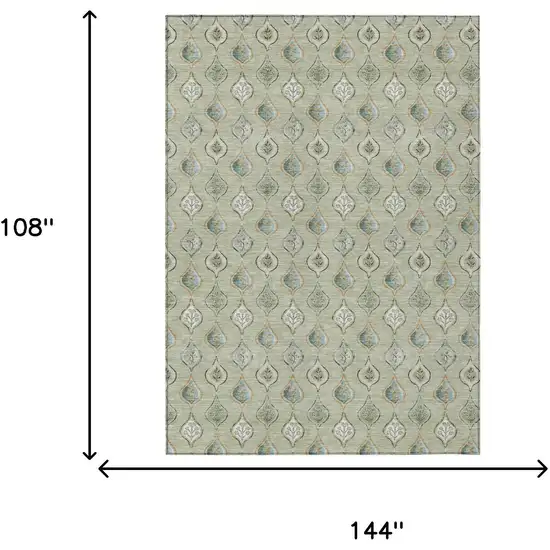 Green And Khaki Floral Washable Indoor Outdoor Area Rug Photo 6