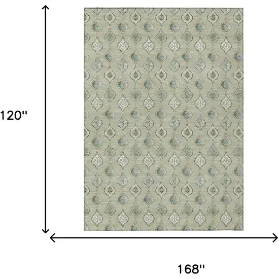 Green And Khaki Floral Washable Indoor Outdoor Area Rug Photo 6