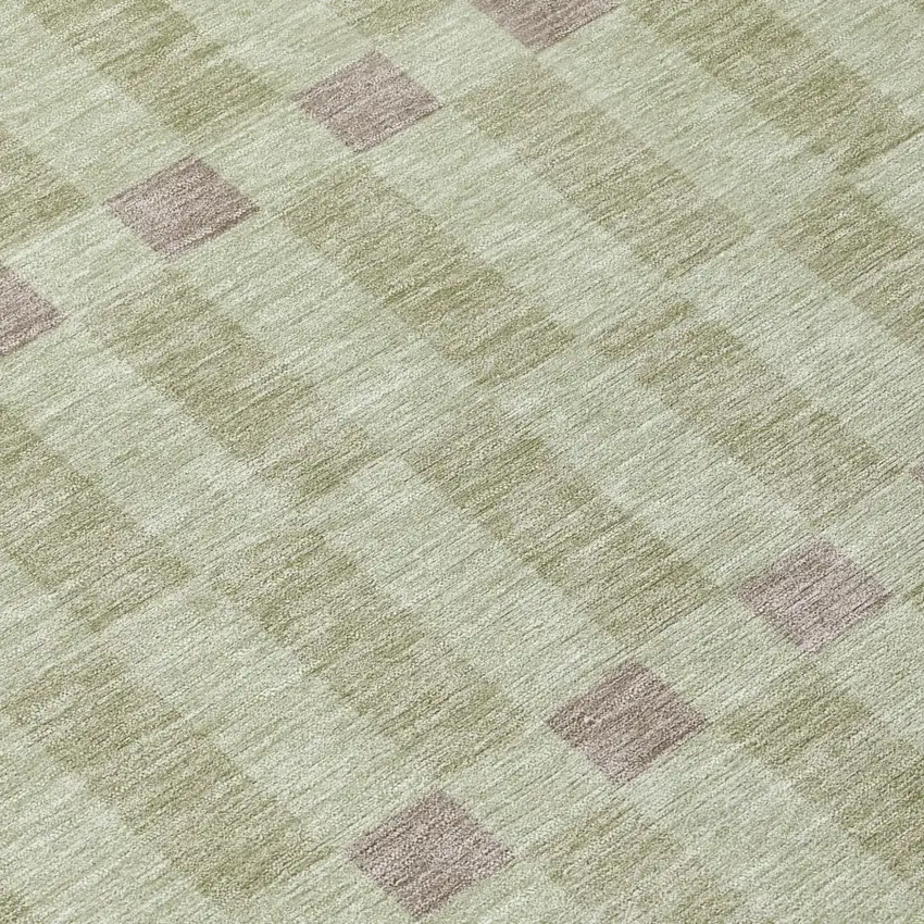 Green And Khaki Geometric Washable Indoor Outdoor Area Rug Photo 6