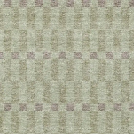 Green And Khaki Geometric Washable Indoor Outdoor Area Rug Photo 3