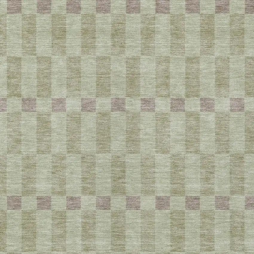 Green And Khaki Geometric Washable Indoor Outdoor Area Rug Photo 3