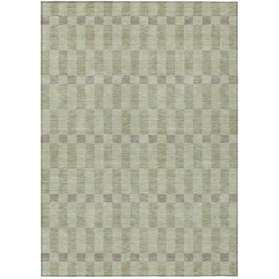 Green And Khaki Geometric Washable Indoor Outdoor Area Rug Photo 2