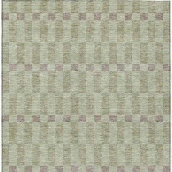 Green And Khaki Geometric Washable Indoor Outdoor Area Rug Photo 4