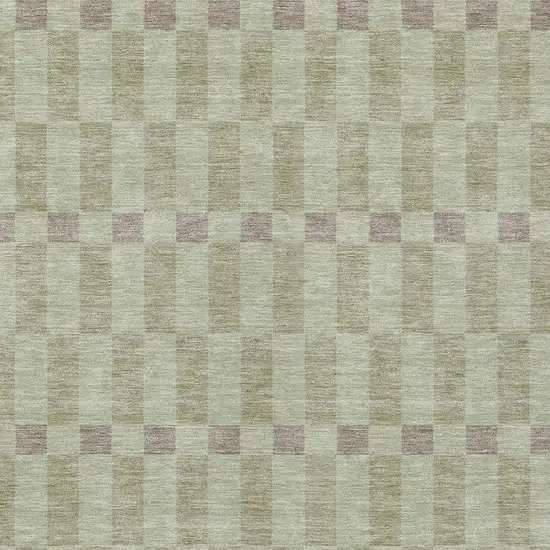 Green And Khaki Geometric Washable Indoor Outdoor Area Rug Photo 5