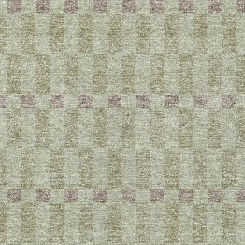 Green And Khaki Geometric Washable Indoor Outdoor Area Rug Photo 5