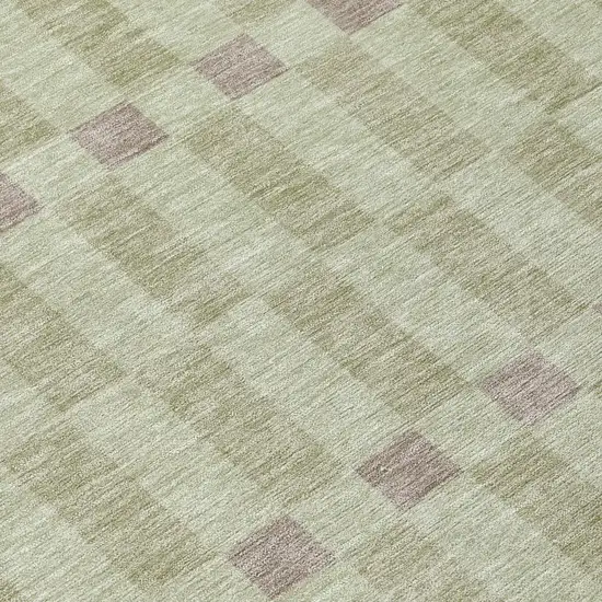 Green And Khaki Geometric Washable Indoor Outdoor Area Rug Photo 6