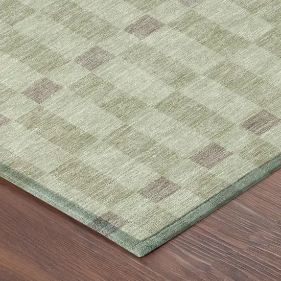 Green And Khaki Geometric Washable Indoor Outdoor Area Rug Photo 5
