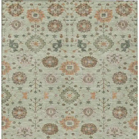 Green And Khaki Geometric Washable Indoor Outdoor Area Rug Photo 3