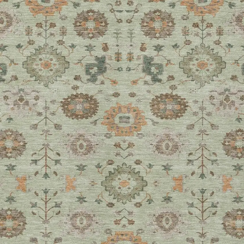 Green And Khaki Geometric Washable Indoor Outdoor Area Rug Photo 2