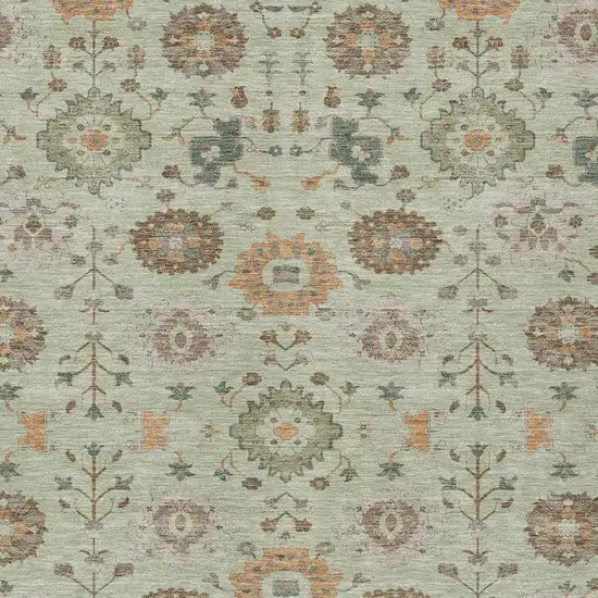 Green And Khaki Geometric Washable Indoor Outdoor Area Rug Photo 2