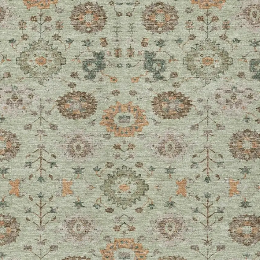Green And Khaki Geometric Washable Indoor Outdoor Area Rug Photo 2