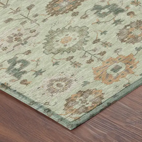 Green And Khaki Geometric Washable Indoor Outdoor Area Rug Photo 4