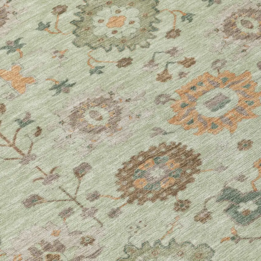 Green And Khaki Geometric Washable Indoor Outdoor Area Rug Photo 5