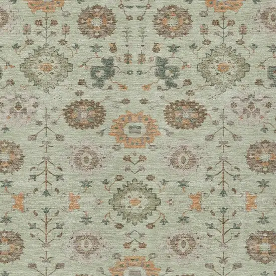 Green And Khaki Geometric Washable Indoor Outdoor Area Rug Photo 2