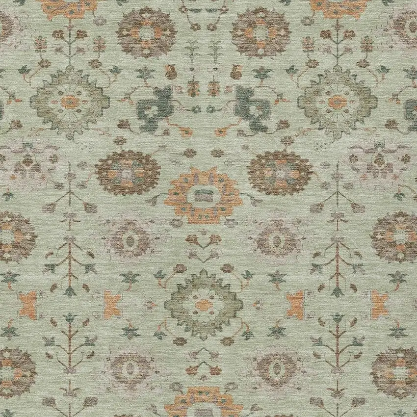 Green And Khaki Geometric Washable Indoor Outdoor Area Rug Photo 2