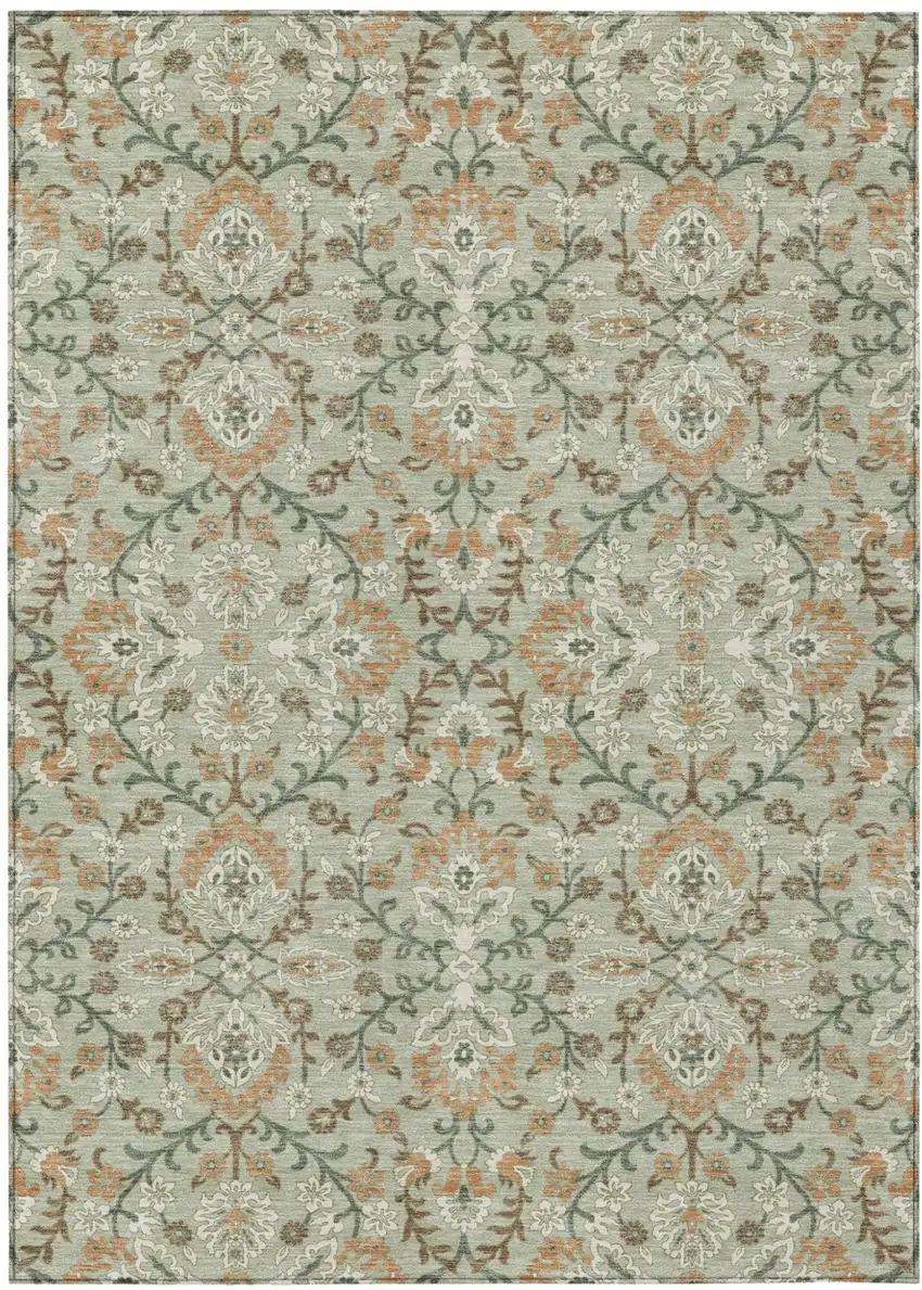 Green And Khaki Geometric Washable Indoor Outdoor Area Rug Photo 1