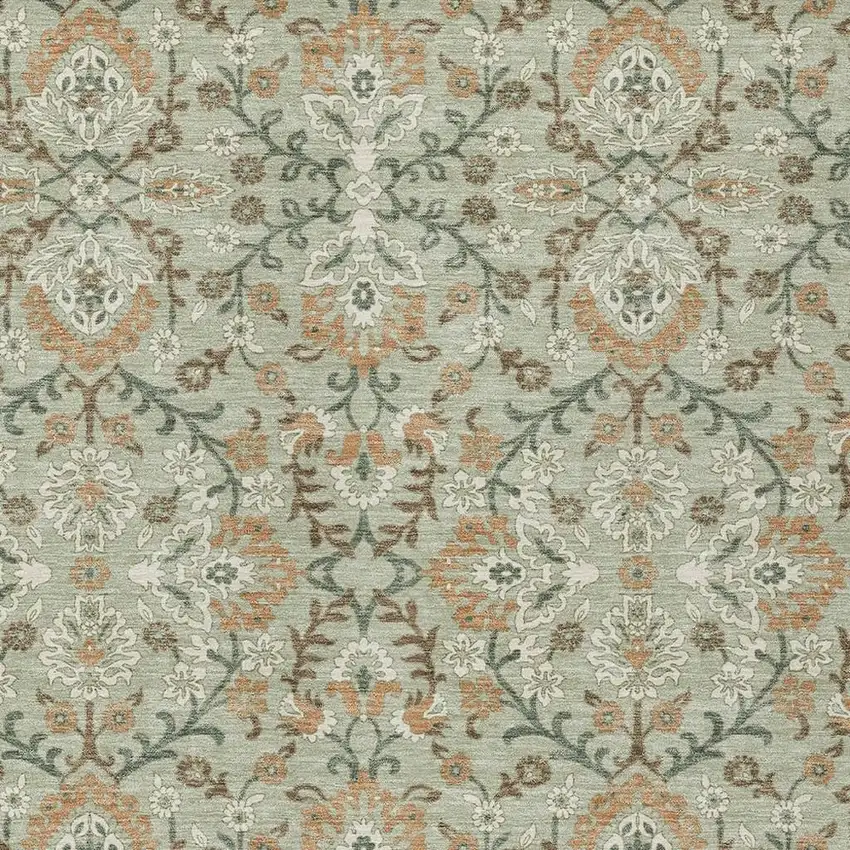 Green And Khaki Geometric Washable Indoor Outdoor Area Rug Photo 2