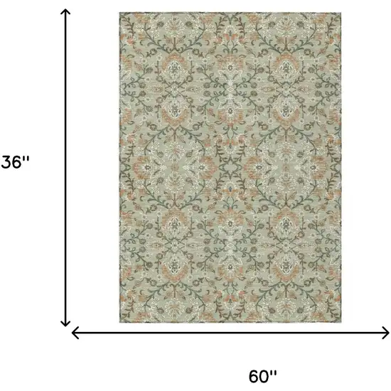 Green And Khaki Geometric Washable Indoor Outdoor Area Rug Photo 6