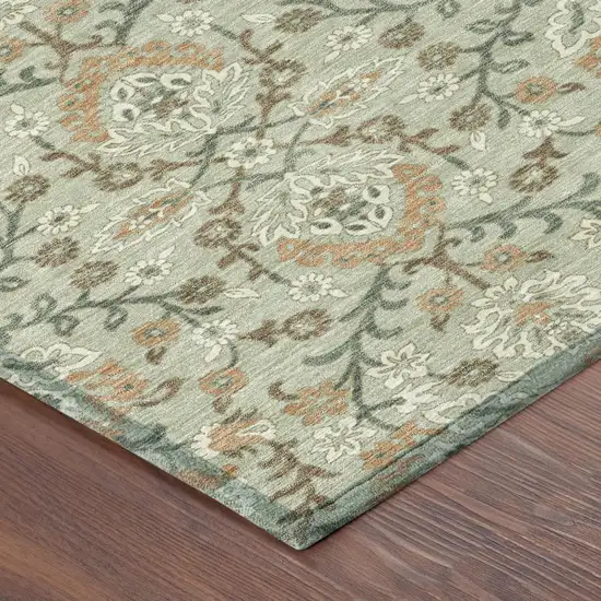 Green And Khaki Geometric Washable Indoor Outdoor Area Rug Photo 4