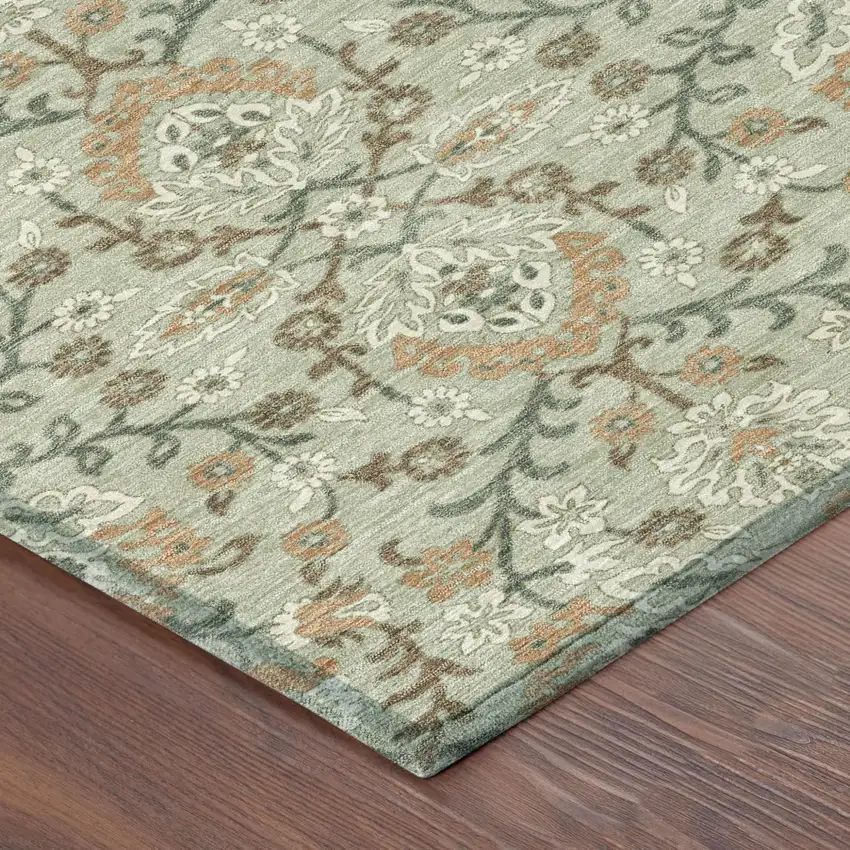 Green And Khaki Geometric Washable Indoor Outdoor Area Rug Photo 4