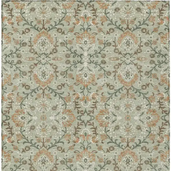Green And Khaki Geometric Washable Indoor Outdoor Area Rug Photo 3