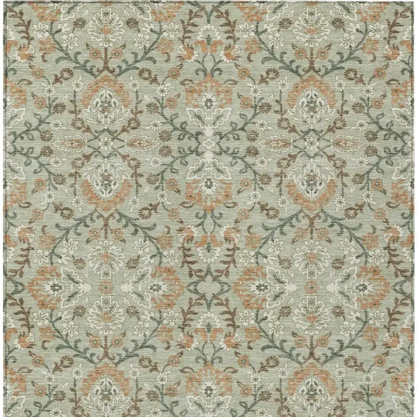 Green And Khaki Geometric Washable Indoor Outdoor Area Rug Photo 3