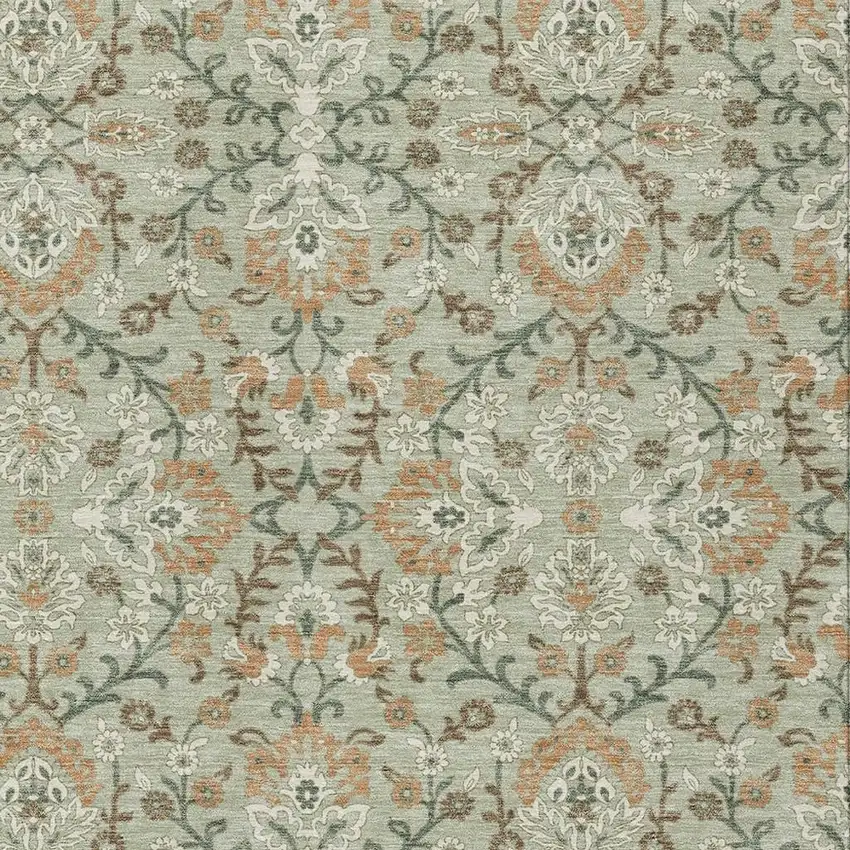 Green And Khaki Geometric Washable Indoor Outdoor Area Rug Photo 2