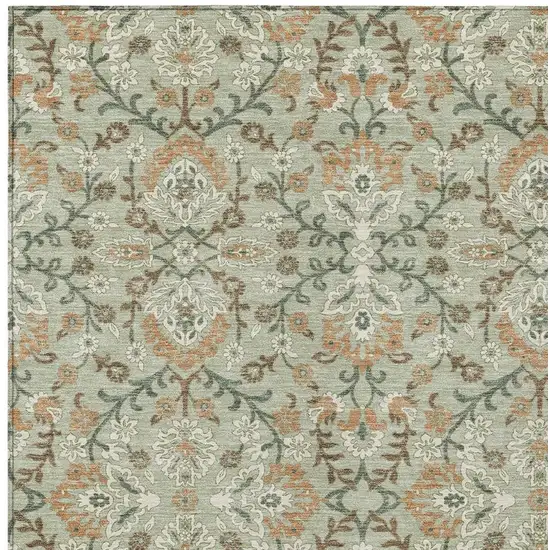 Green And Khaki Geometric Washable Indoor Outdoor Area Rug Photo 2