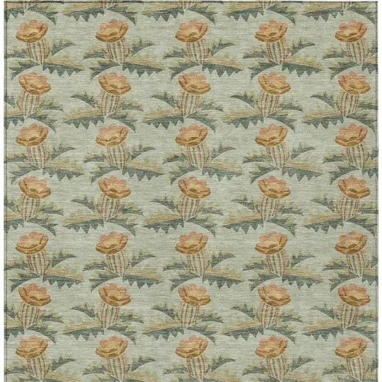 Green And Lavender Floral Washable Indoor Outdoor Area Rug Photo 4