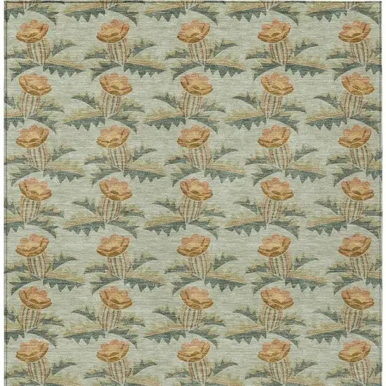 Green And Lavender Floral Washable Indoor Outdoor Area Rug Photo 6