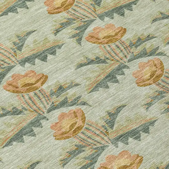 Green And Lavender Floral Washable Indoor Outdoor Area Rug Photo 8